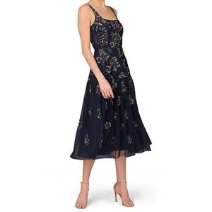Aidan Mattox
Beaded Mesh Square Neck Sleeveless Midi A-Line Dress